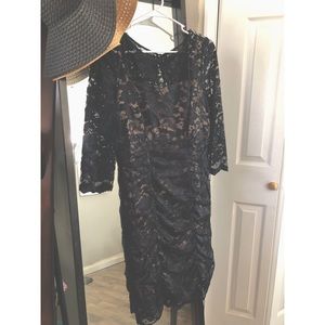 Sexy Fitted Black Lace Overlay Dress